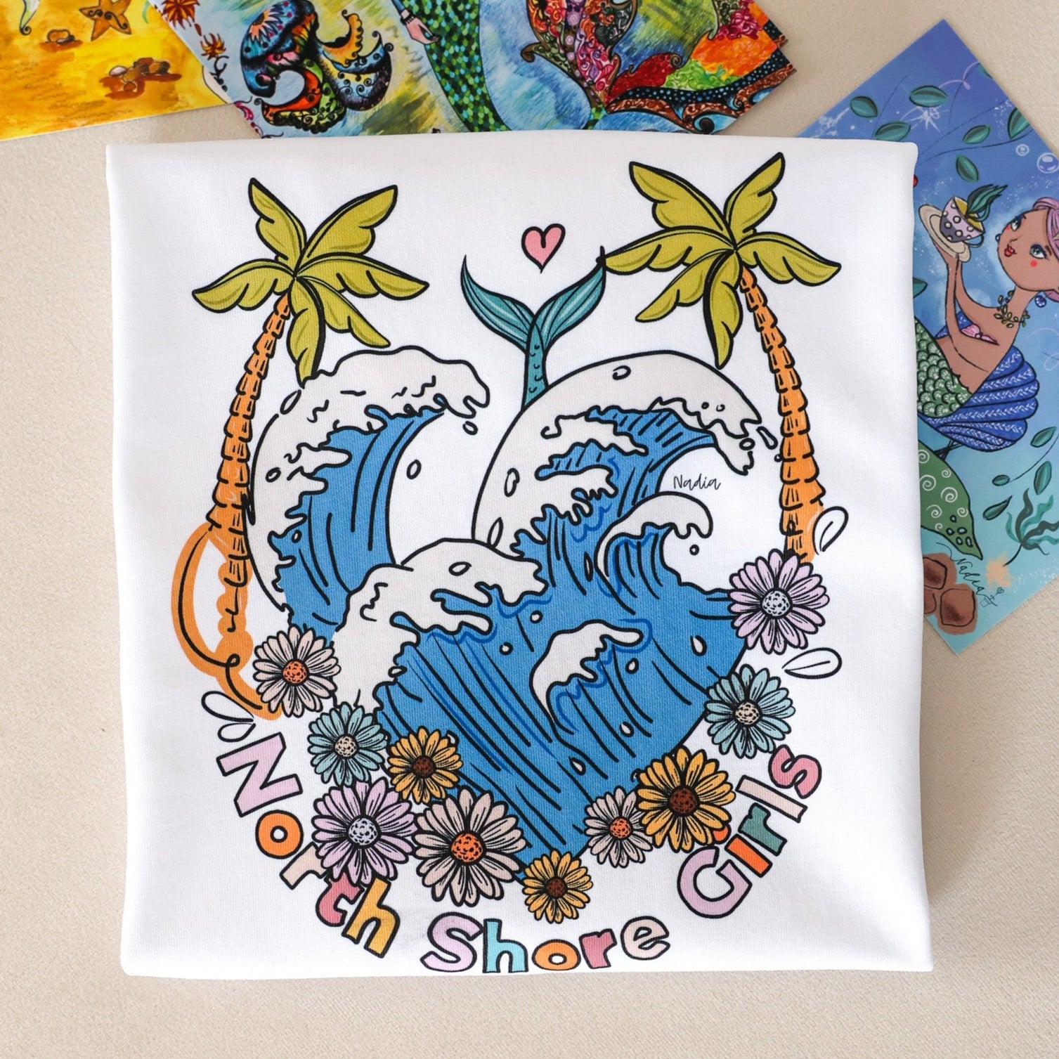 North Shore Babe. Comfortable surf style graphic tee for little girls who love the beach