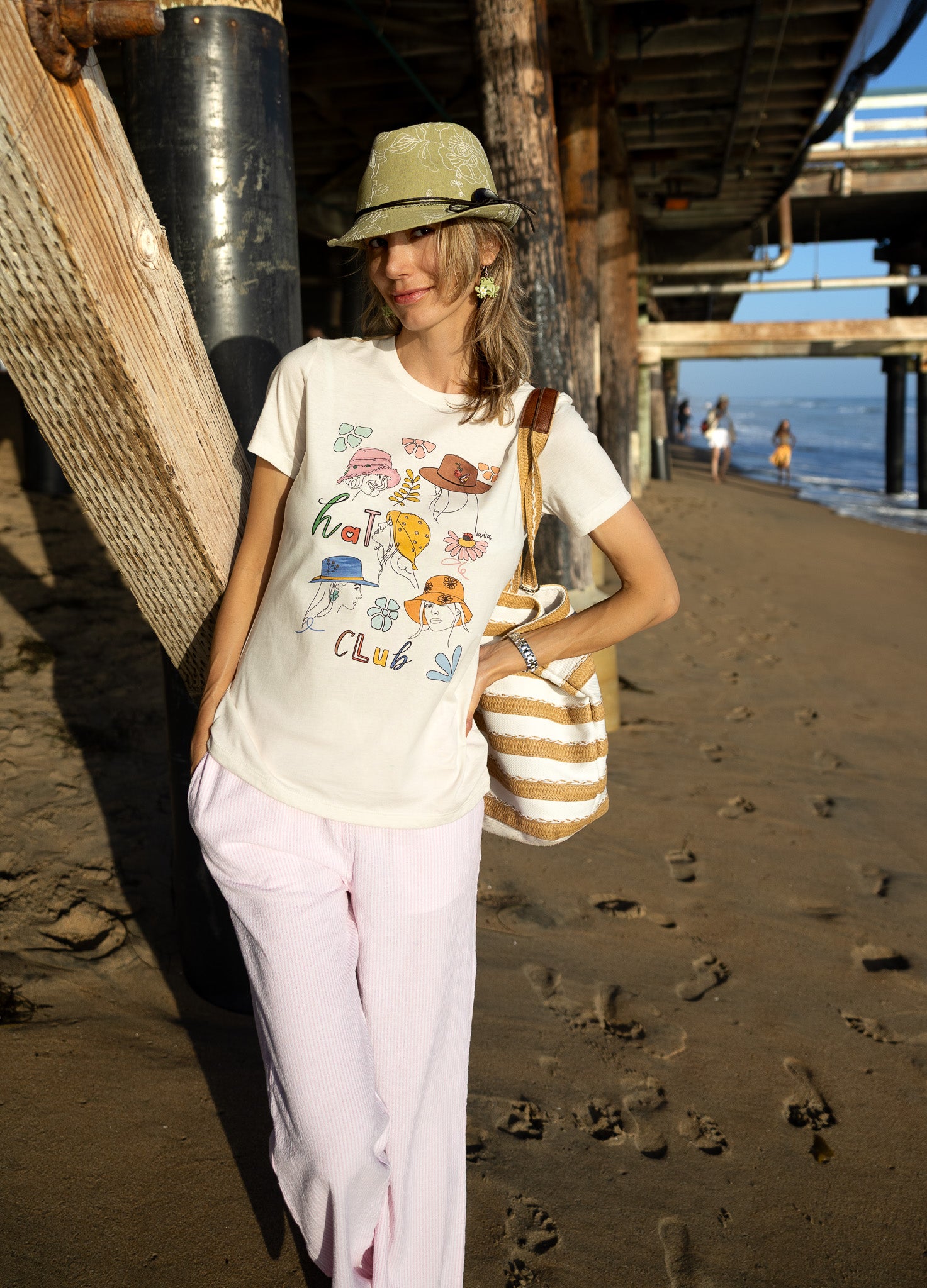 HAT CLUB graphic tee with hand-illustrated design