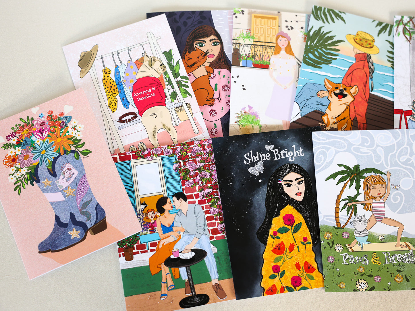 Handmade hand-drawn greeting cards by North Shore Girls