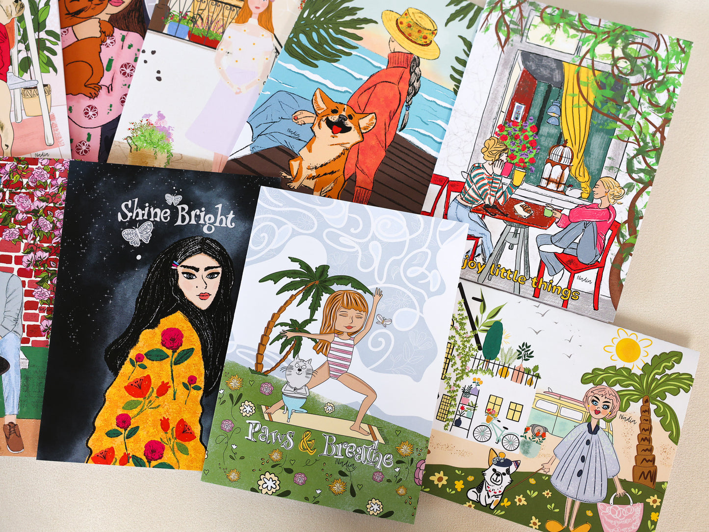 Illustrated boxed set of greeting cards handmade in California by artist Nadia Watts