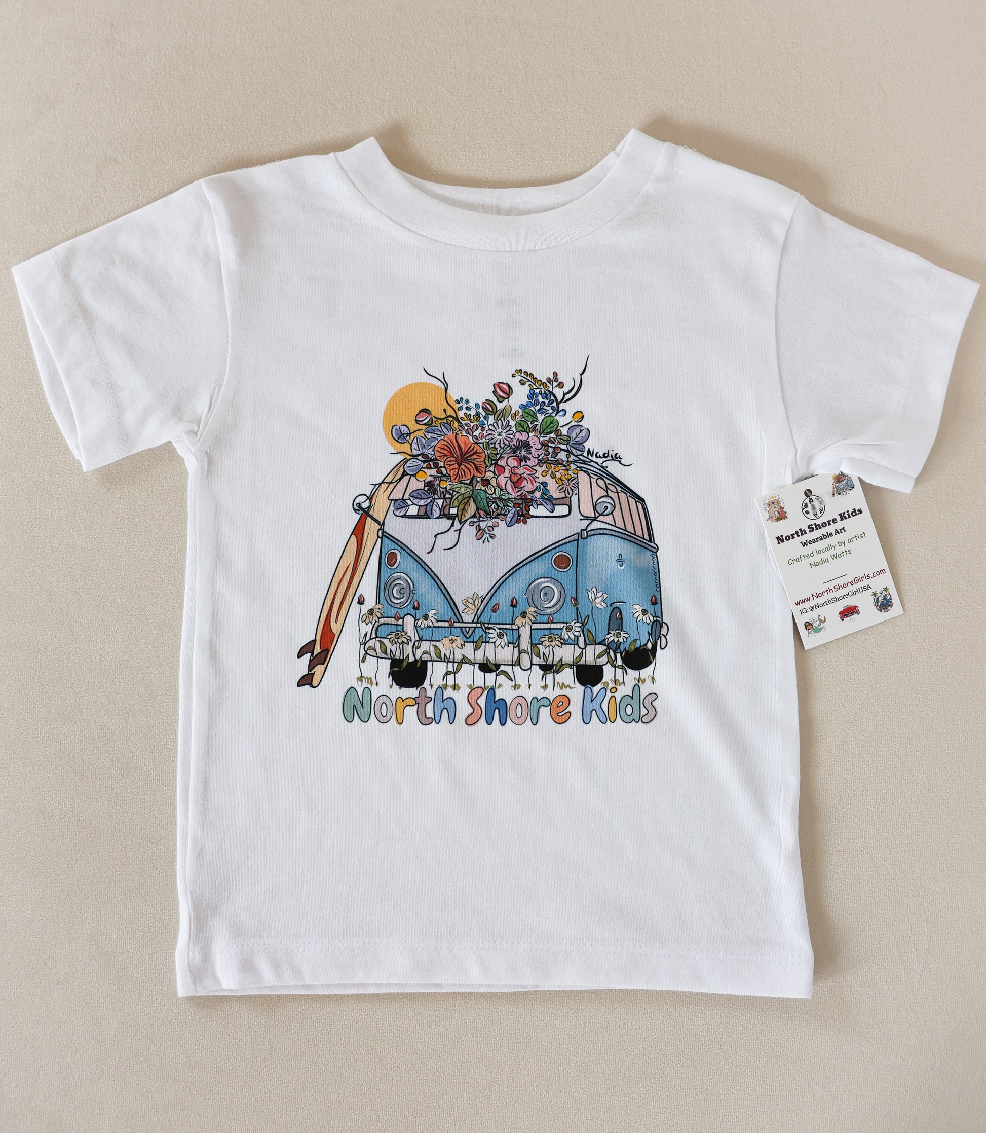 North Shore Kids surf style illustrated tee for kids