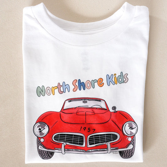 North Shore Kids Classic Red Roadster Illustrated Tee
