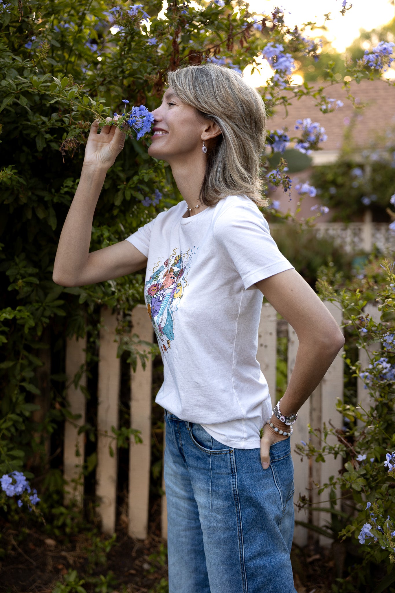 Mermaid handmade tee by artist Nadia Watts