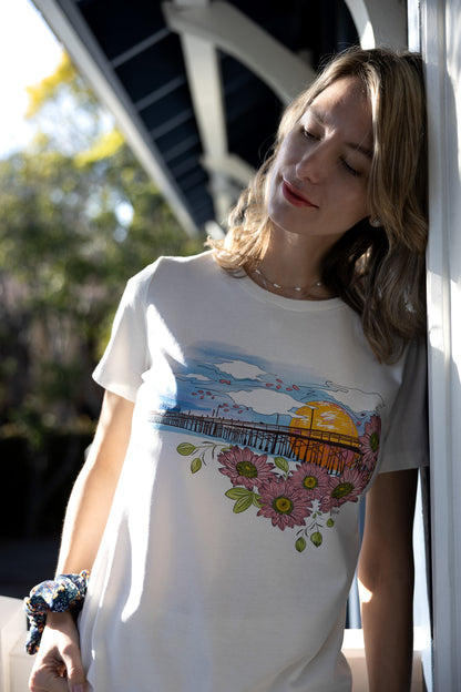 Newport Beach Pier Illustrated Tee