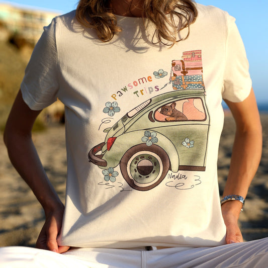 Green VW Beetle with French Bulldog graphic tee