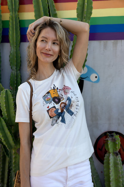 Back to the Old Days Vintage Inspired Hand-Illustrated Women's Tee