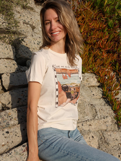 Meet Me at the Beach Vintage Inspired Illustrated Women's Tee