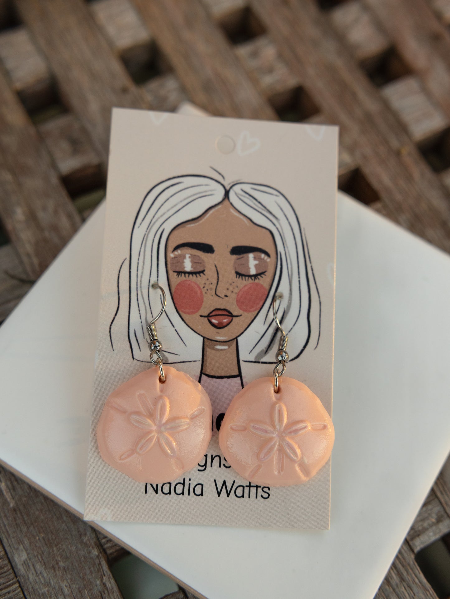 Hand-Painted Clay Sand Dollar Earrings Coastal Jewelry