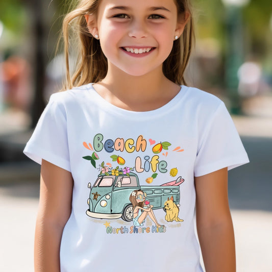 Beach Life North Shore Kids illustrated t-shirt for kids