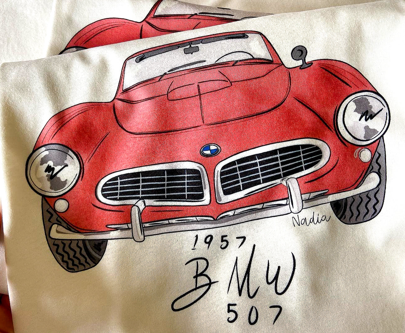 BMW 507 graphic tee illustrated by artist Nadia Watts