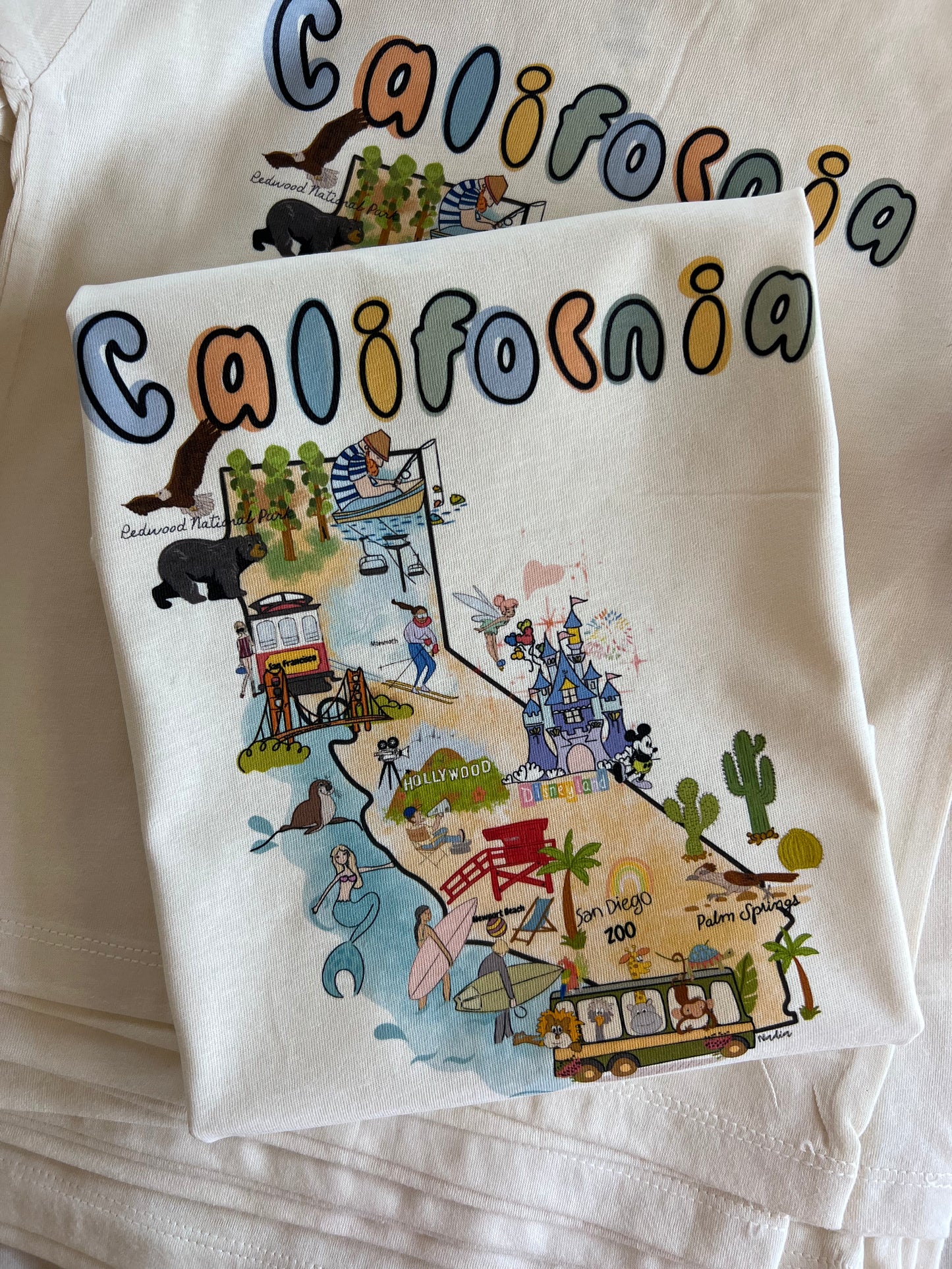 Toddler California Map Hand-Illustrated Premium Cotton Graphic Tee