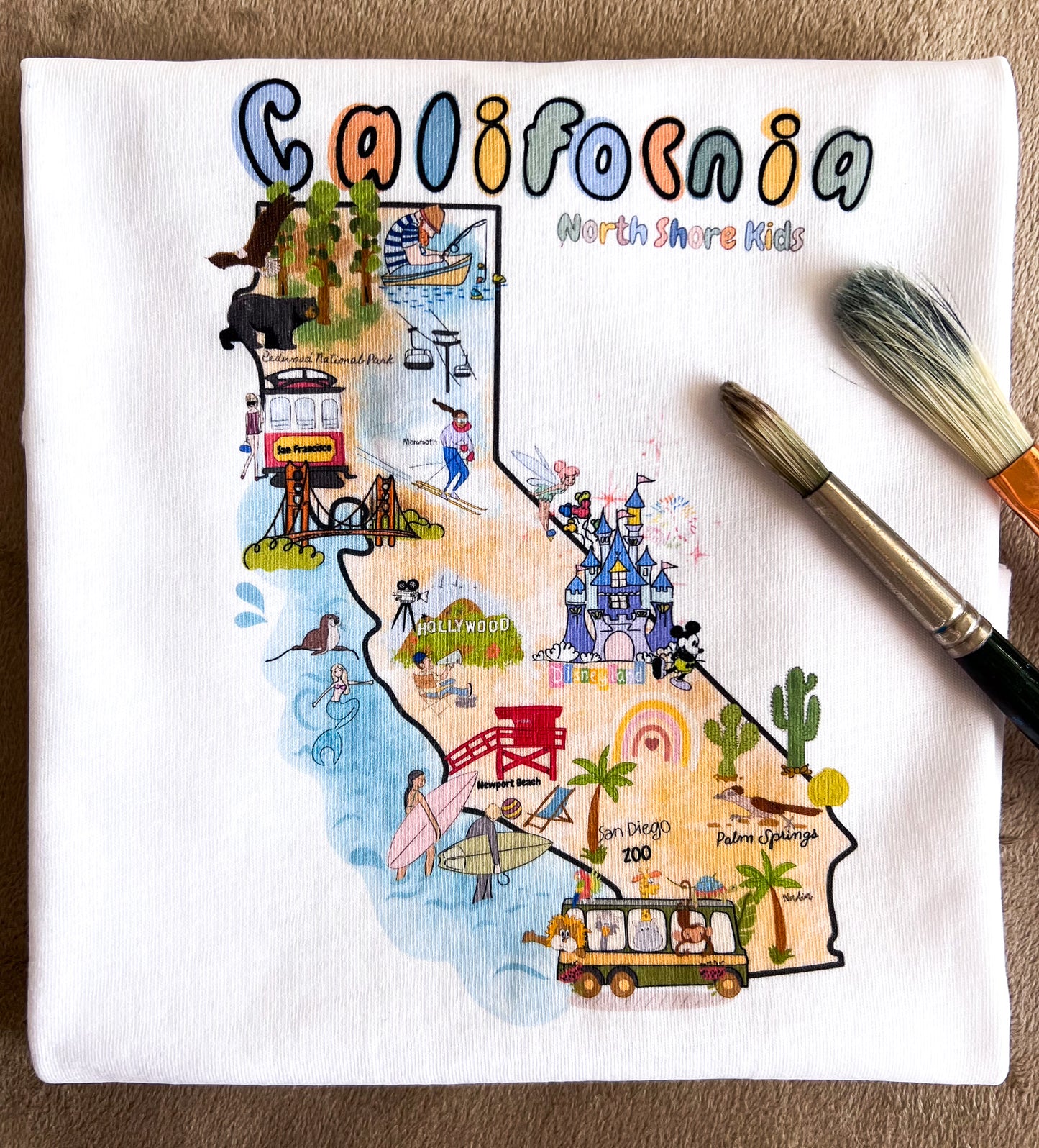 California Map North Shore Kids Illustrated Tee