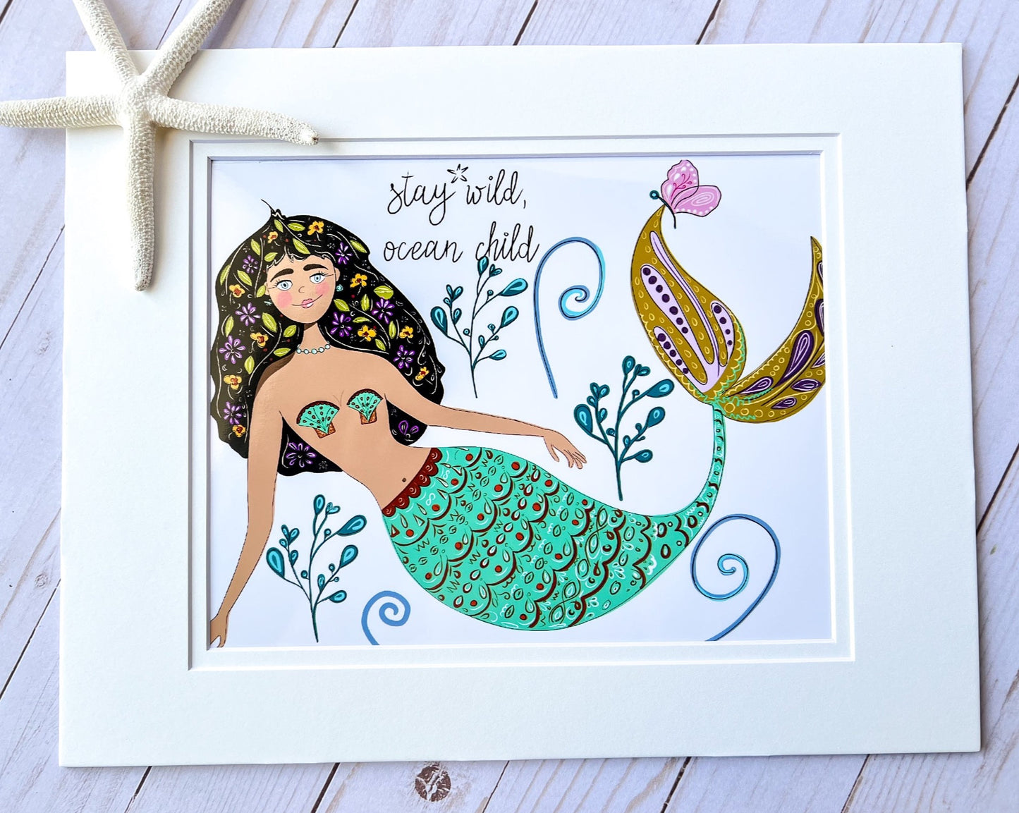 Stay Wild Ocean Child Mermaid Art Print