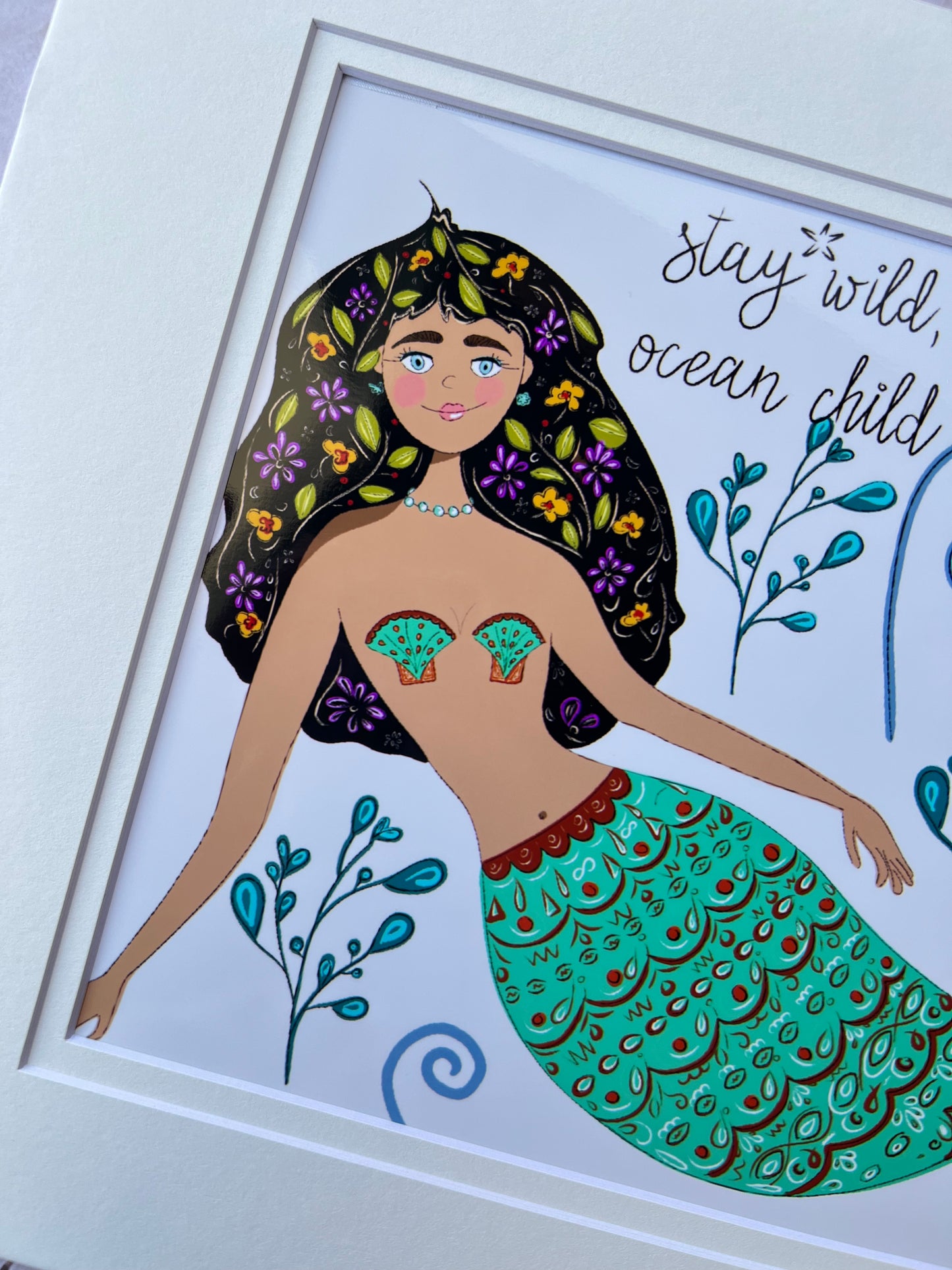 Stay Wild Ocean Child Mermaid Art Print