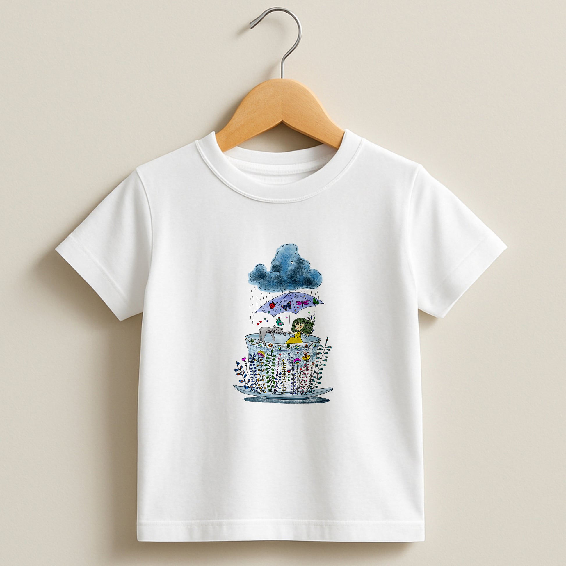 Teacup Garden Illustrated whimsical tee for kids by North Shore Girls