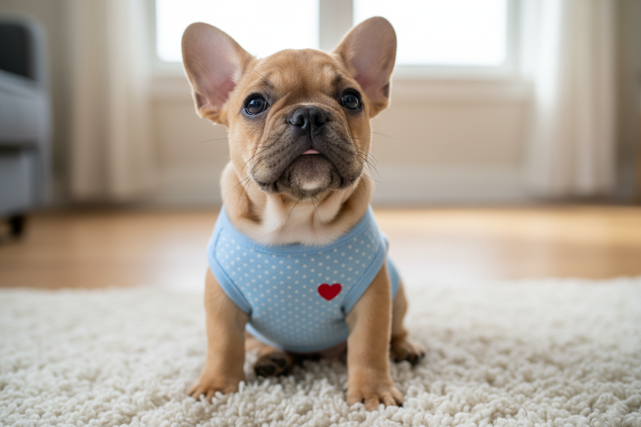 french bulldog puppy in a t-shirt